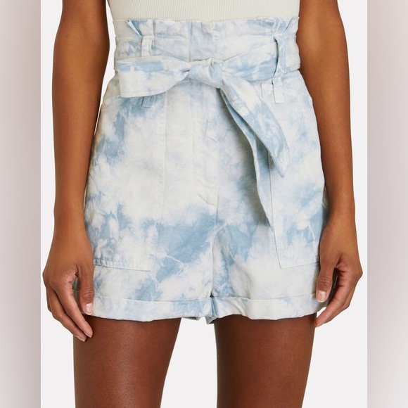 A.L.C. Blue Tie-Dye High Waist Shorts - Picture 5 of 10